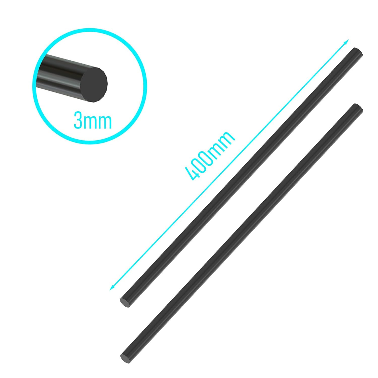 10Pcs Carbon Fiber Rod, 3Mm X 400Mm Solid Matte round Bar Pole for RC Airplane D