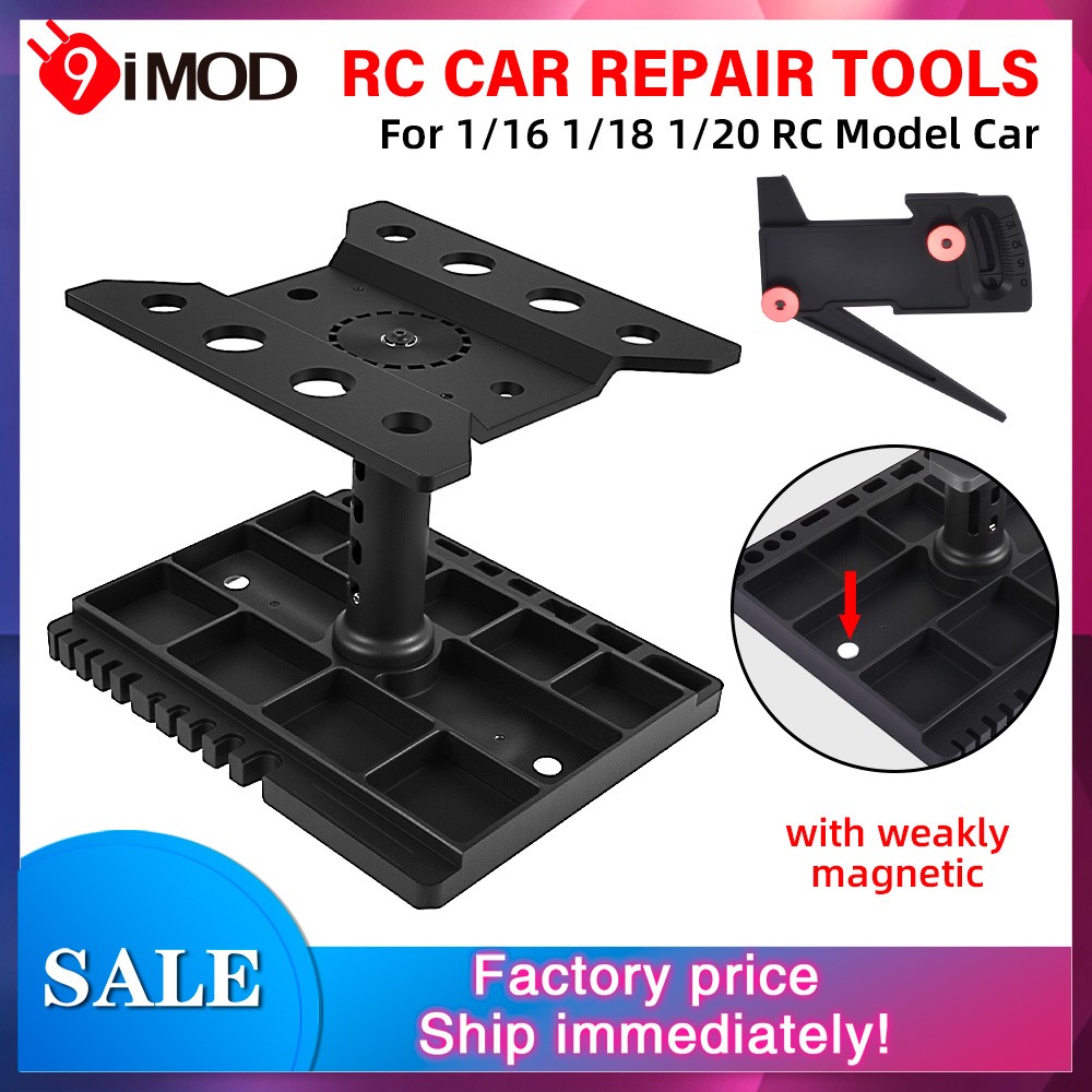 9IMOD RC Car Repair Stand Work Station w/Angle Ruler For 1/16 1/18 1/20 RC Car