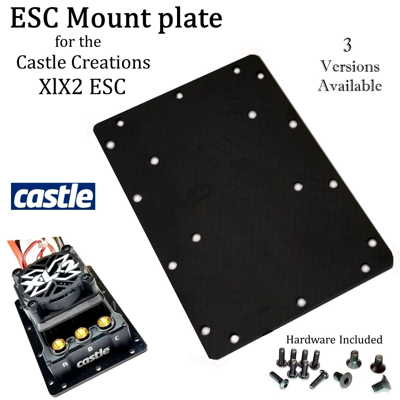 RCP-ESC Mount Plate Castle Creations XLX2 ESC Base Mount Plate 3 Versions