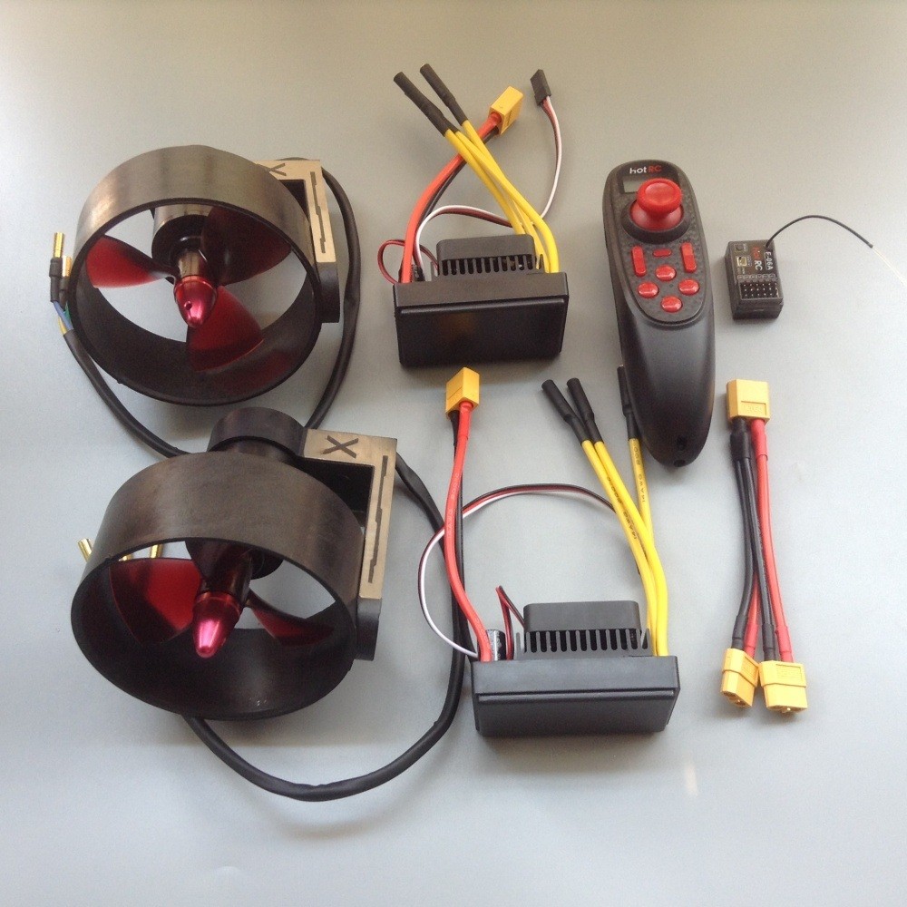 12-24V Dual Underwater Thruster 10kg Thrust 2x70A ESC Remote for RC Boat/ROV