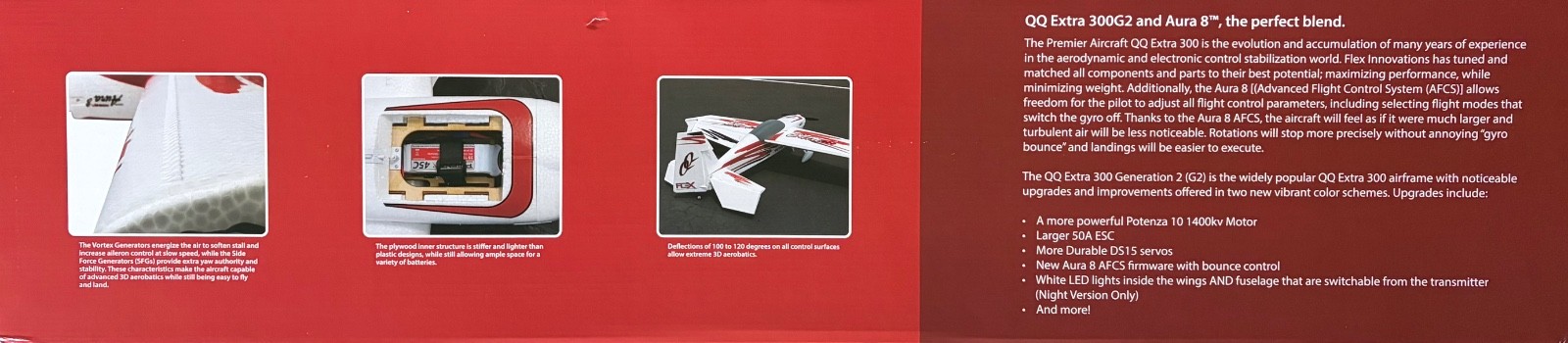 Flex Innovations QQ Extra 300G2 Super PNP Night 3S Red Electric Airplane New