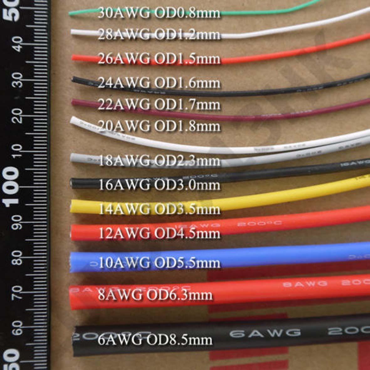Flexible Silicone Cable Wire 8/10/12/14/16/18/20/22/24/26/30 AWG Various Colours