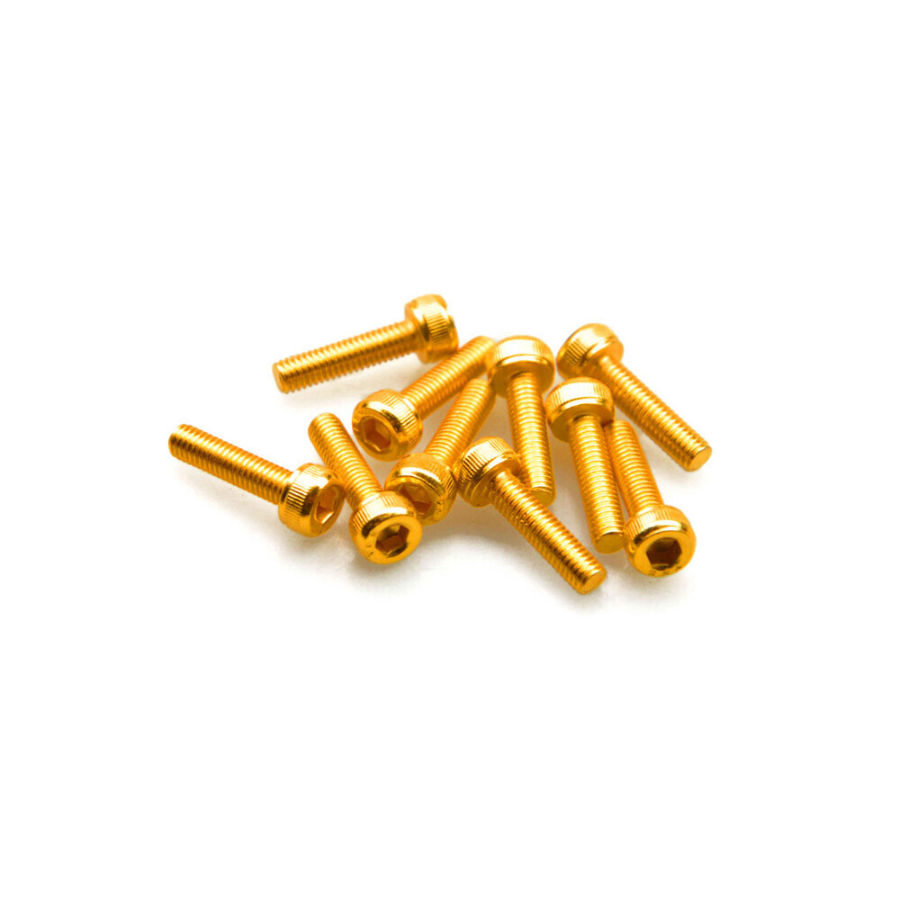 FLYXM 10/20X M3*6/8/10/12mm Gilded Hexagon Socket Cap Head Hex Screw Bolts New