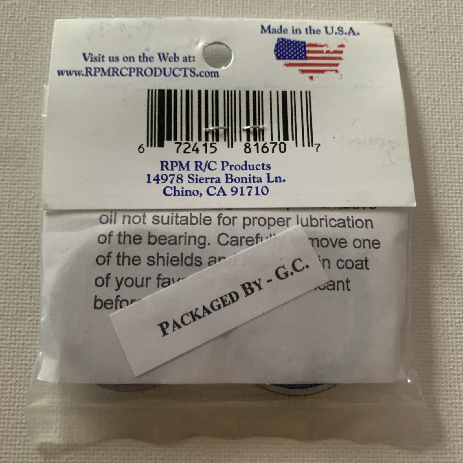 RPM Replacement Oversized Inner Bearings 81670 NEW
