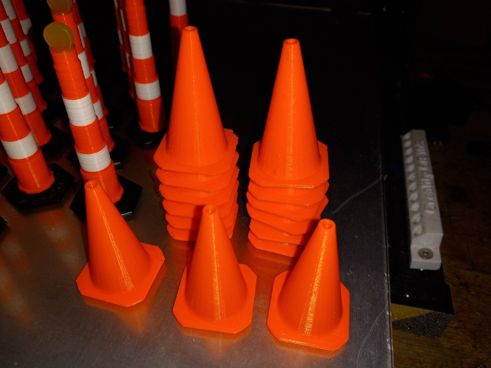 Set of 55 RC Scale Orange Road Barrier Cones Variety Set,, Cones 1/10 Scale RC