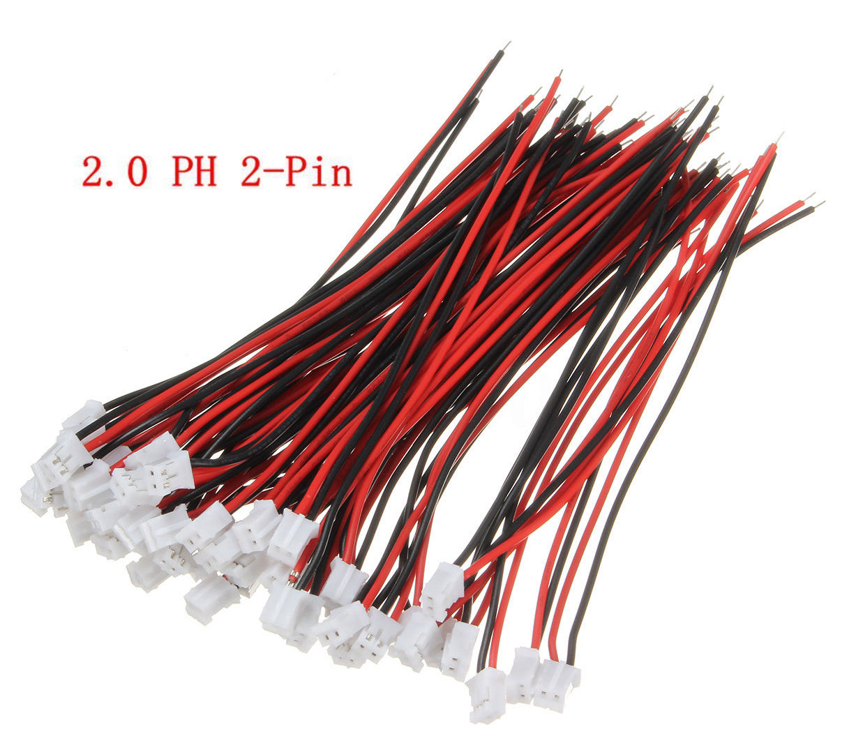 10 pairs Mini Micro JST PH 2.0mm 2Pin, 10 FEMALE W. Cable & 10 MALE Connector.