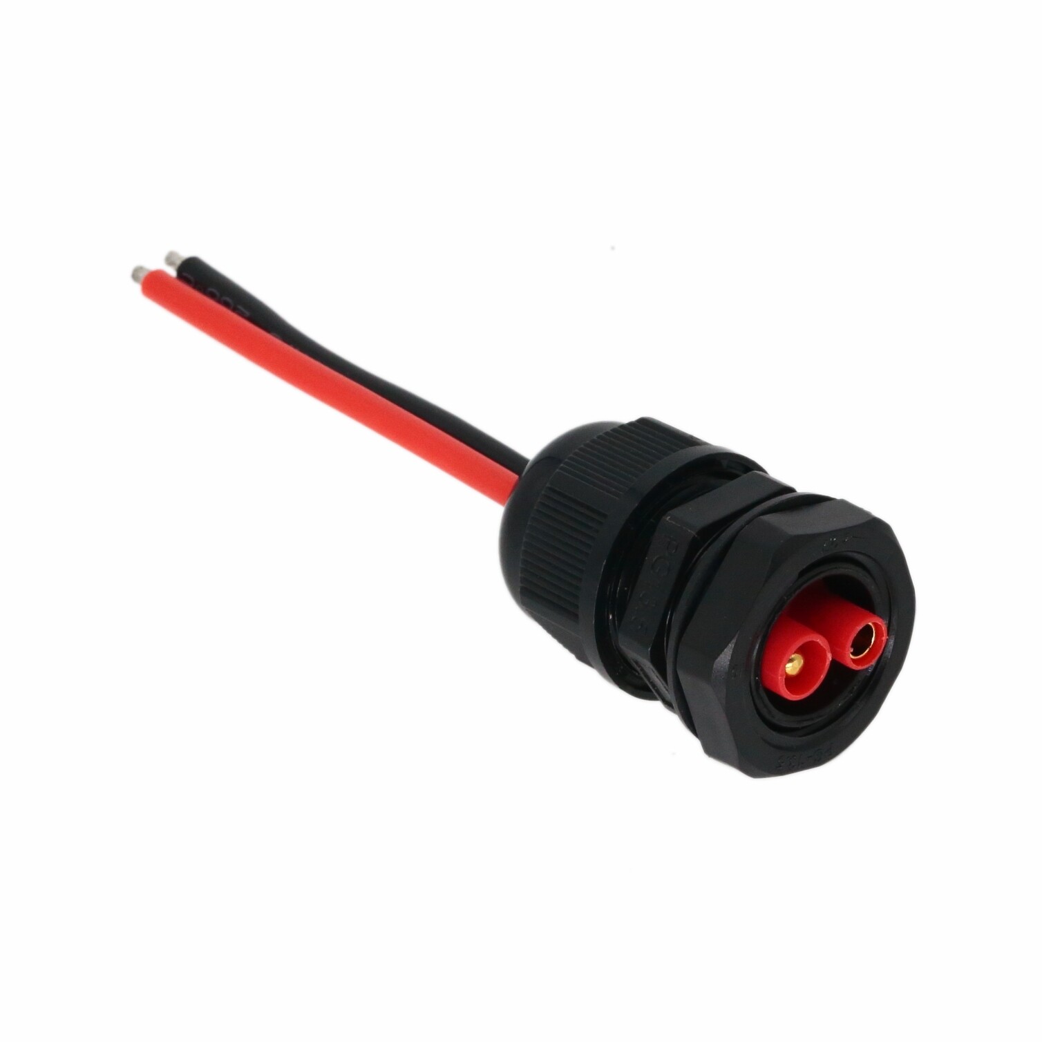 PG13.5 threaded Panel Mount + HXT 3.5mm Male+/Female- 14# 6″ wire DIY Tinned end