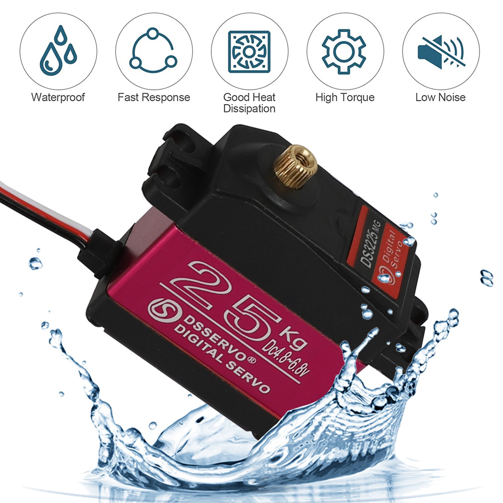 2PCS 25KG High Torque Digital Servo Metal Gear Waterproof for 1/8 1/10 RC Car