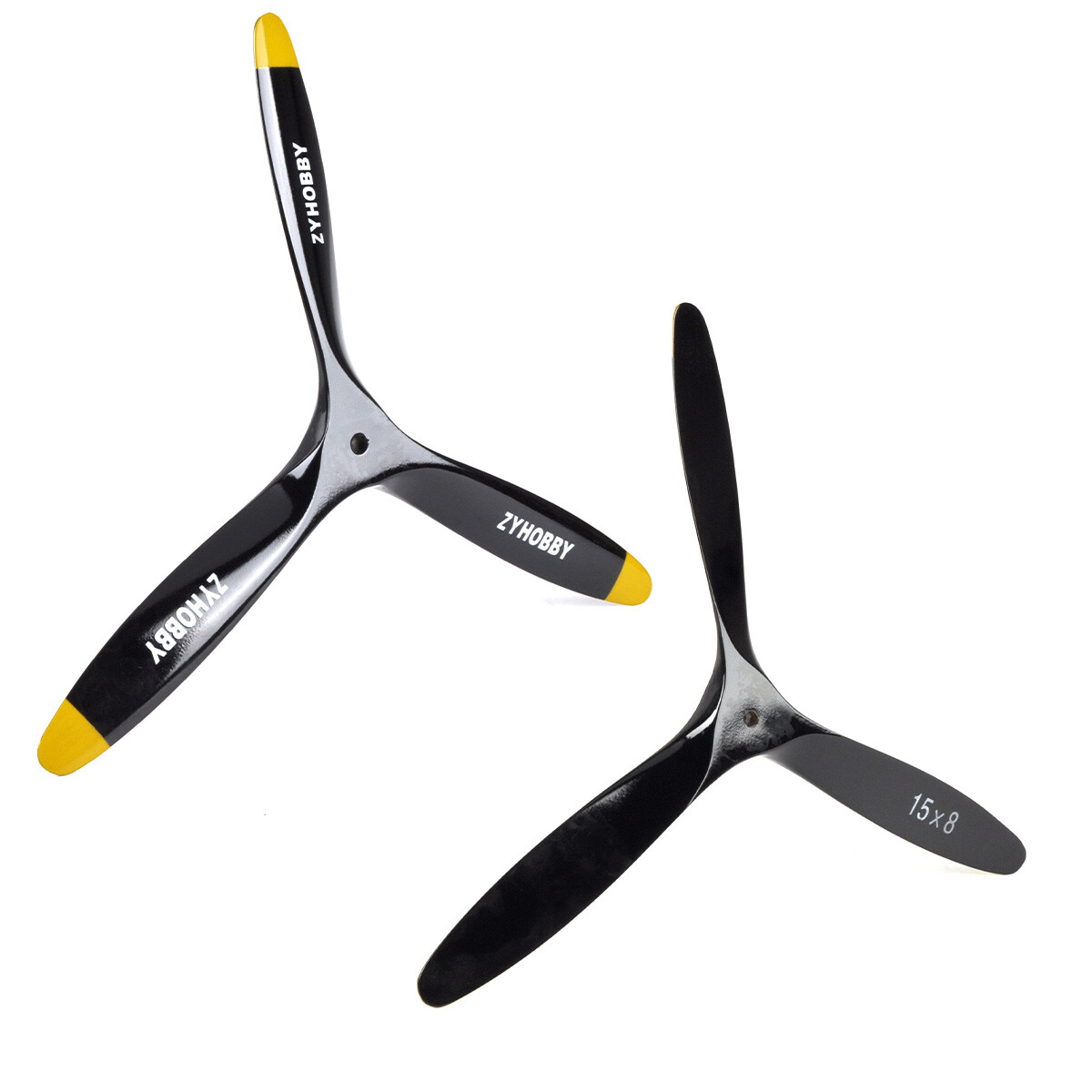 3 Blade 15*8inch Black +Yellow Propeller RC Plane Air-moder CW Beech Wooden Prop