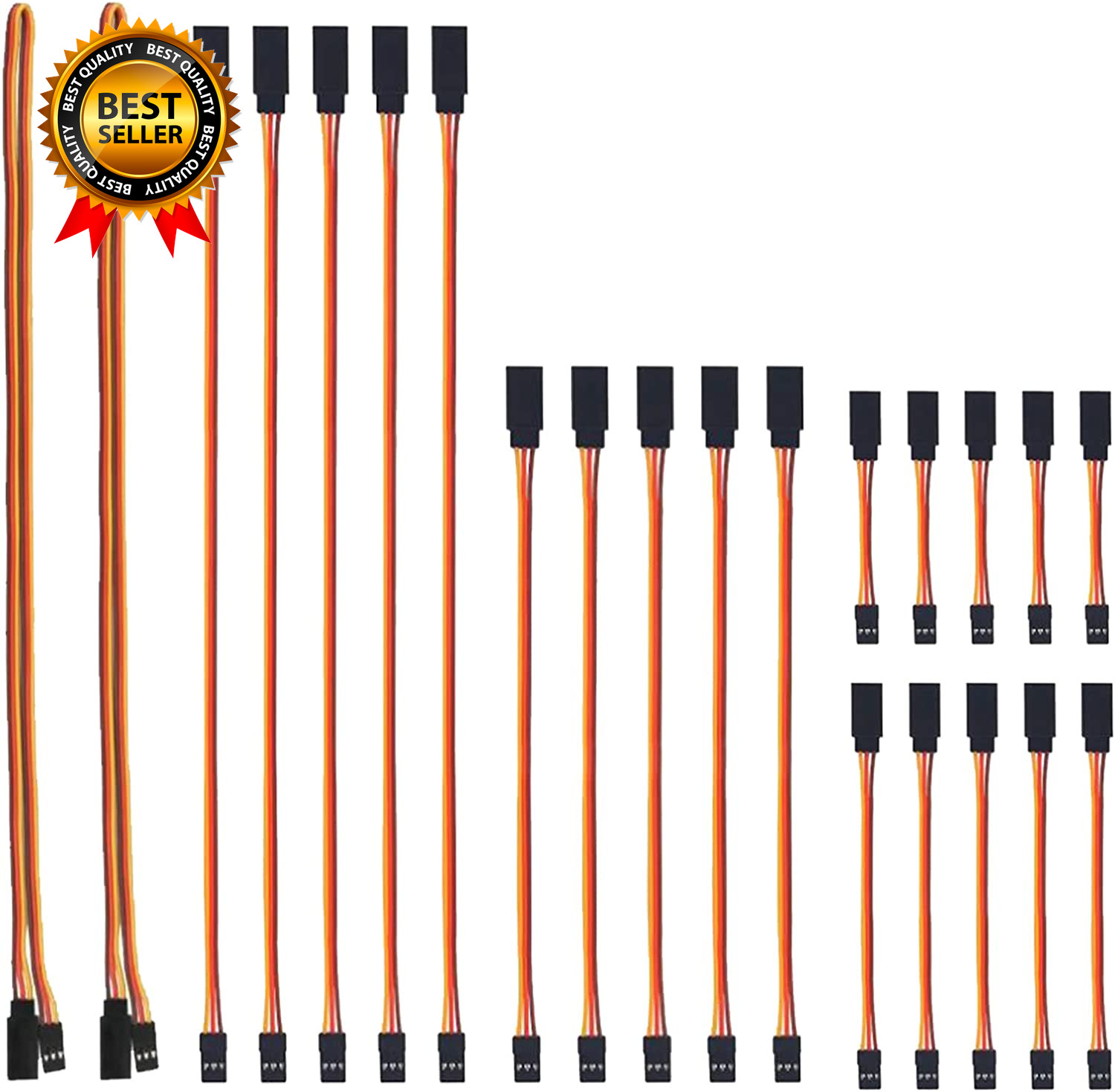 22Pcs 3Pin Servo Extension Cable Cord Male to Female Wire Connectors 5 Types