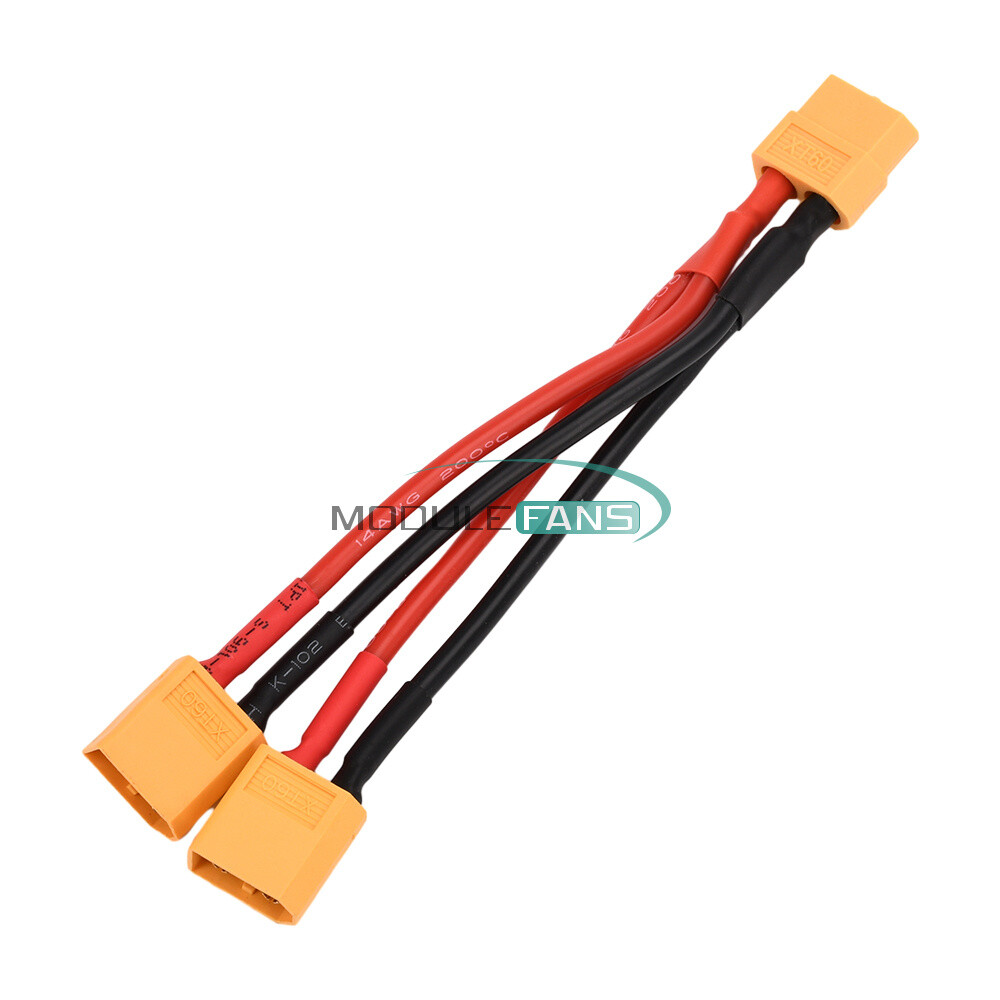 XT60 Male/Female Cable Parallel Battery Connector 4AWG Silicone Wire Y Splitter-
