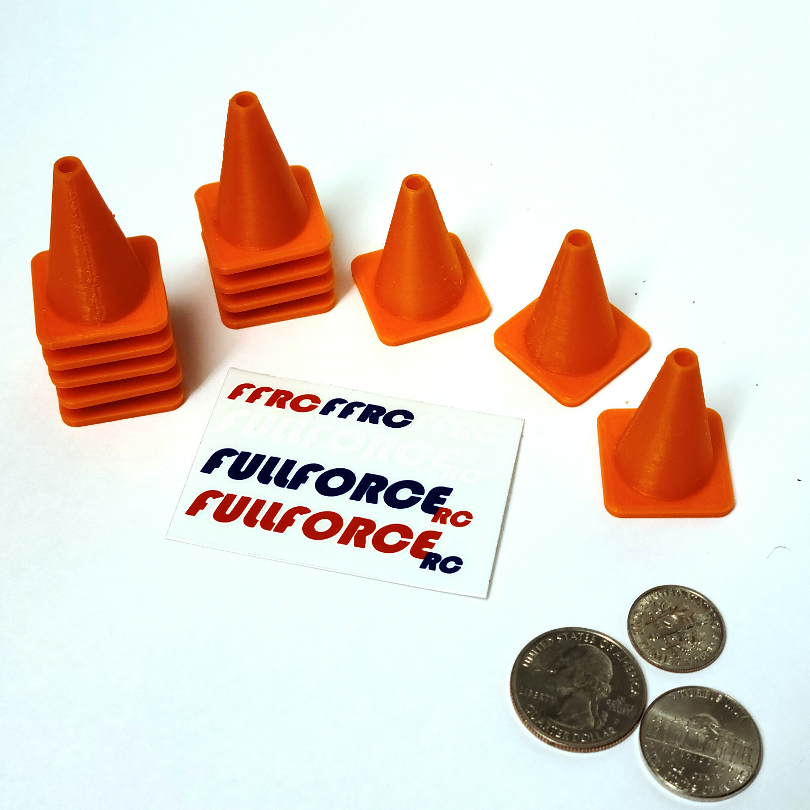 1/10th SCALE TRAFFIC CONES – 12 PIECES ABS PLASTIC- 5 COLOR CHOICES – BY FFRC