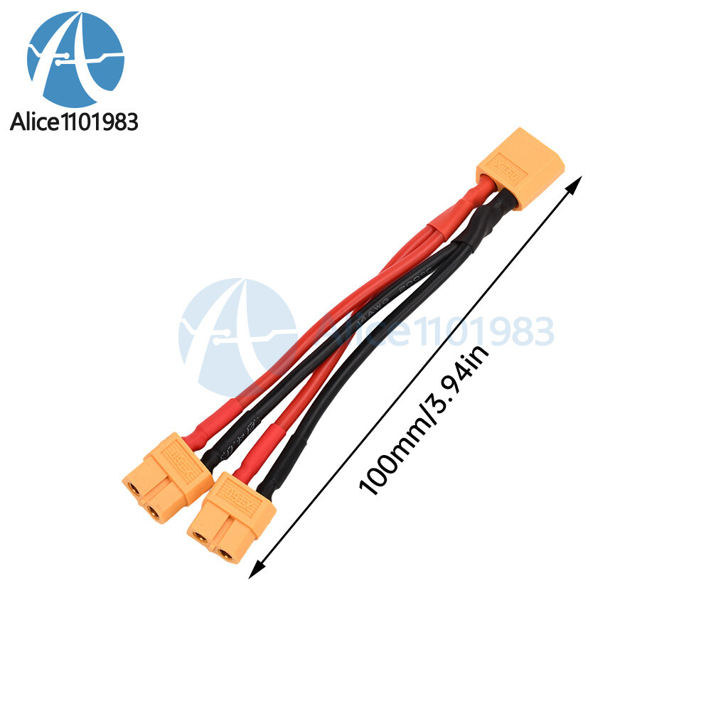 XT60 Male/Female Cable Parallel Battery Connector 4AWG Silicone Wire Y Splitter