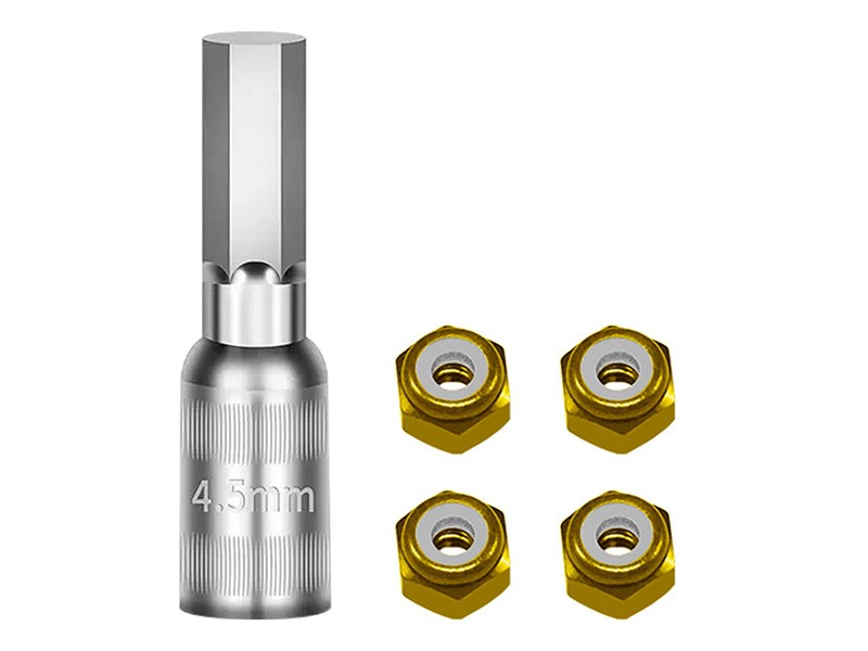 ALLOY WHEEL LOCK NUT & NUT WRENCH FOR AXIAL 1/30 SCX30 CRAWLER AXI-2261 AXI-2048
