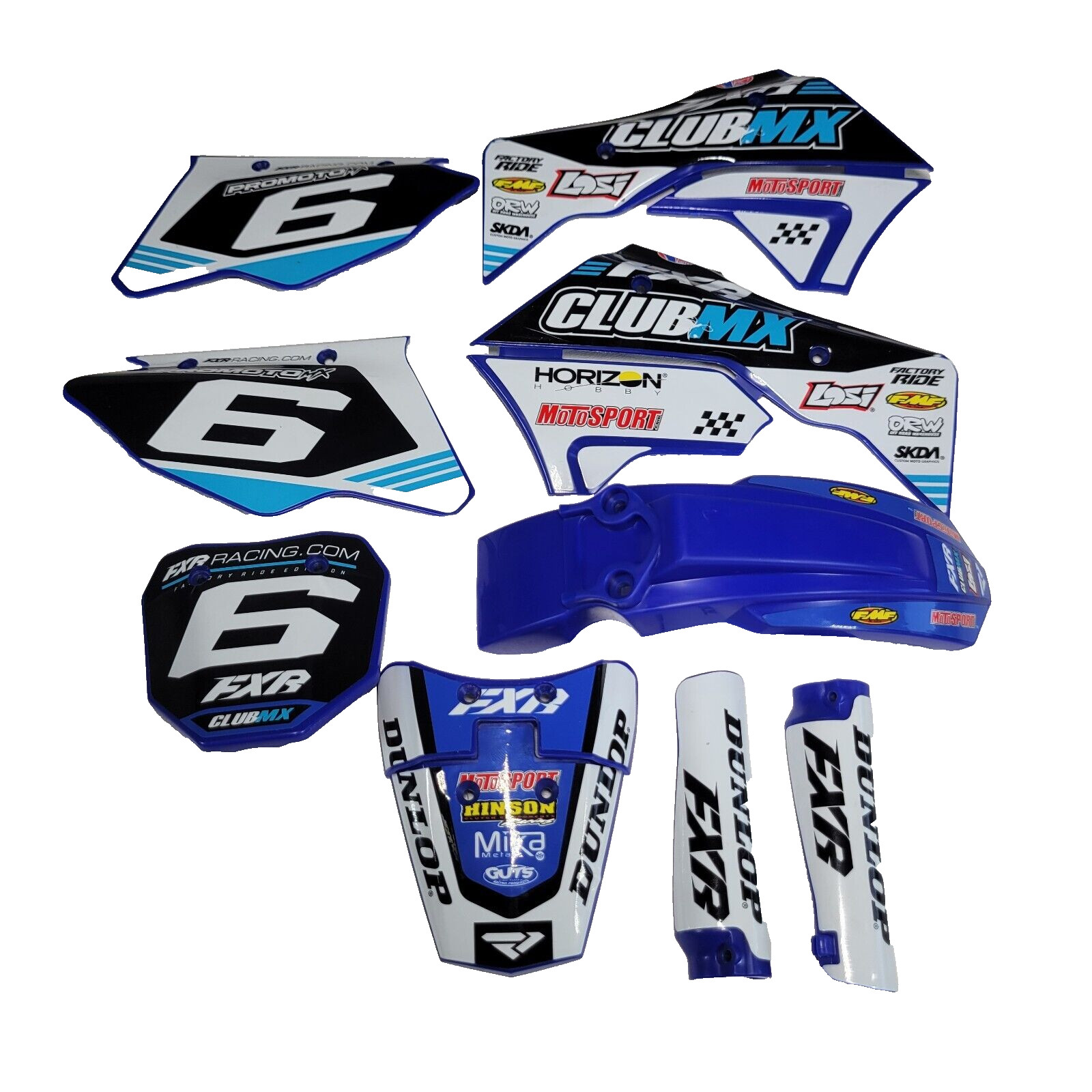 Losi Promoto Body Plastics Blue Club MX Factory Wrapped Fairings LOS260001