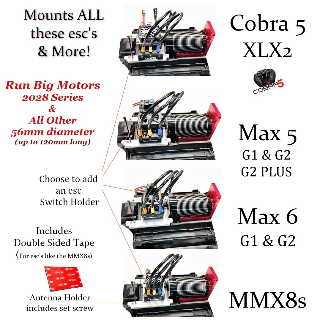 RCP-ESC Mount Fits Traxxas XRT XLX2 – Max 6 – Max 5 Aluminum Mount