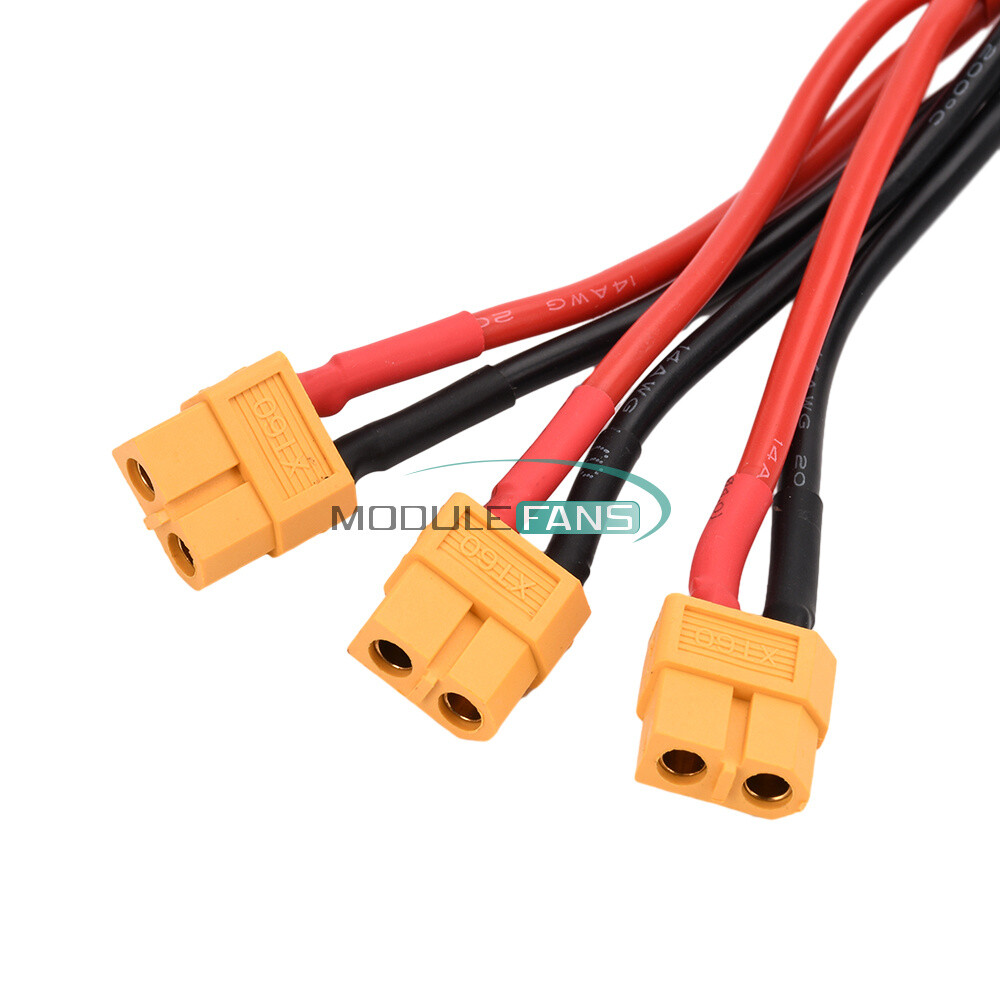 XT60 Male/Female Cable Parallel Battery Connector 4AWG Silicone Wire Y Splitter-