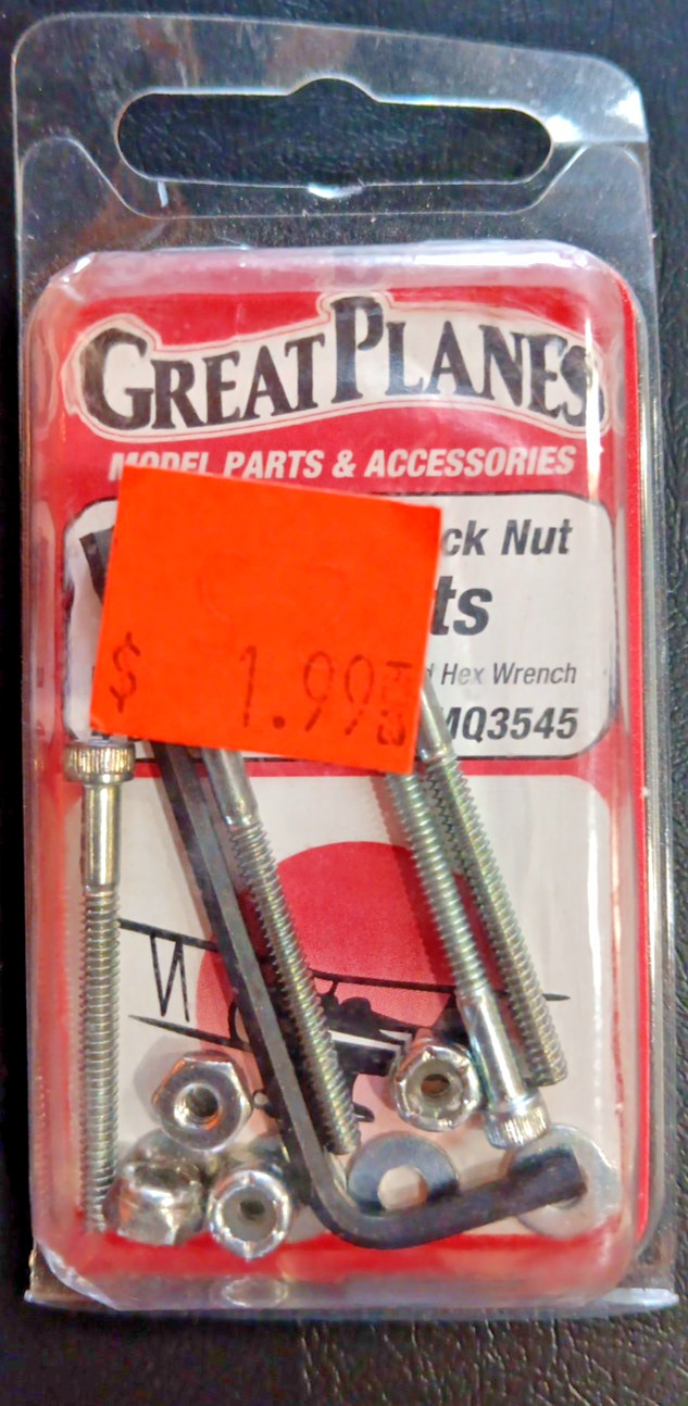 GREAT PLANES PN #GPMQ3545~NIP~ 4-40 X 1 1/4″ LOCK NUT BOLT SETS