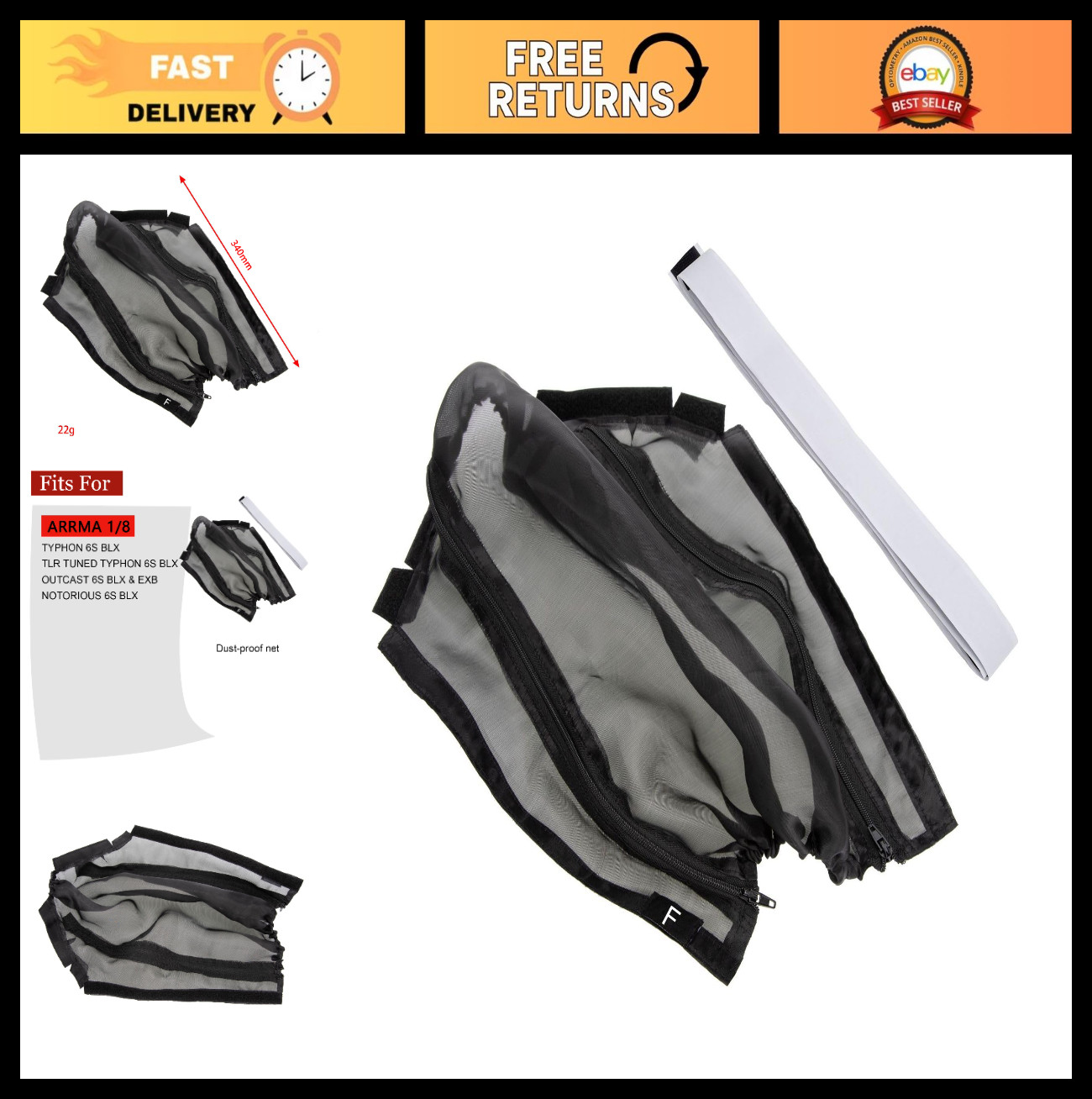 Nylon Dust-Resistant Cover for 1/8 RC Cars – Chassis Protector for Mud, Rocks &