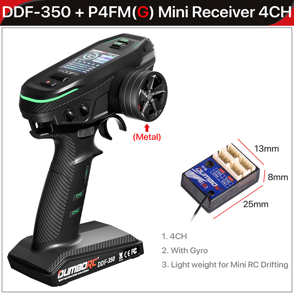 DUMBORC DDF-350 Transmitter w/ Receiver 2.4G 10CH for RC Car Boat Tank LCD FHSS