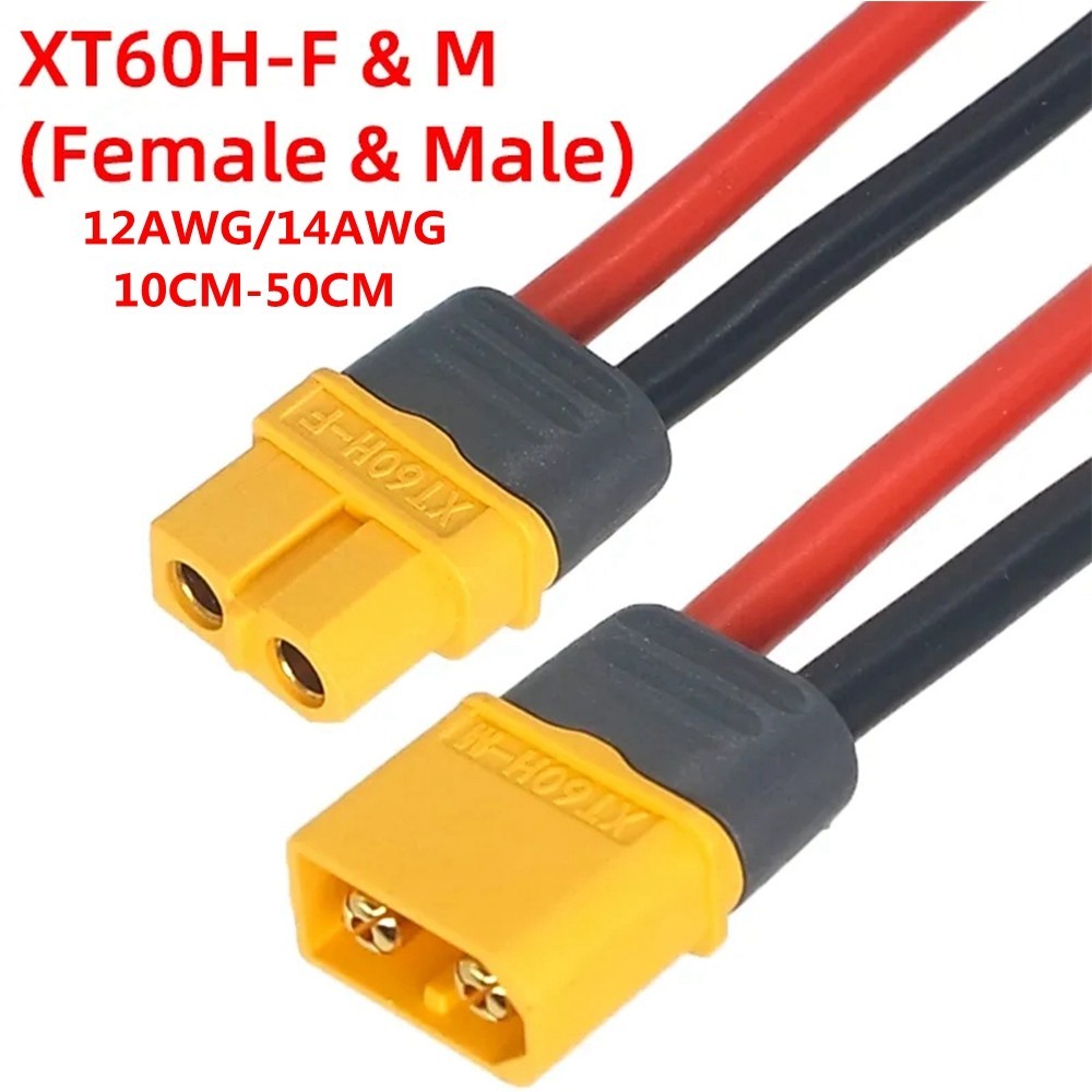 10CM-50CM XT60 Cable Connector Male Female XT60H Plug 14AWG 12AWG Silicone Wire/