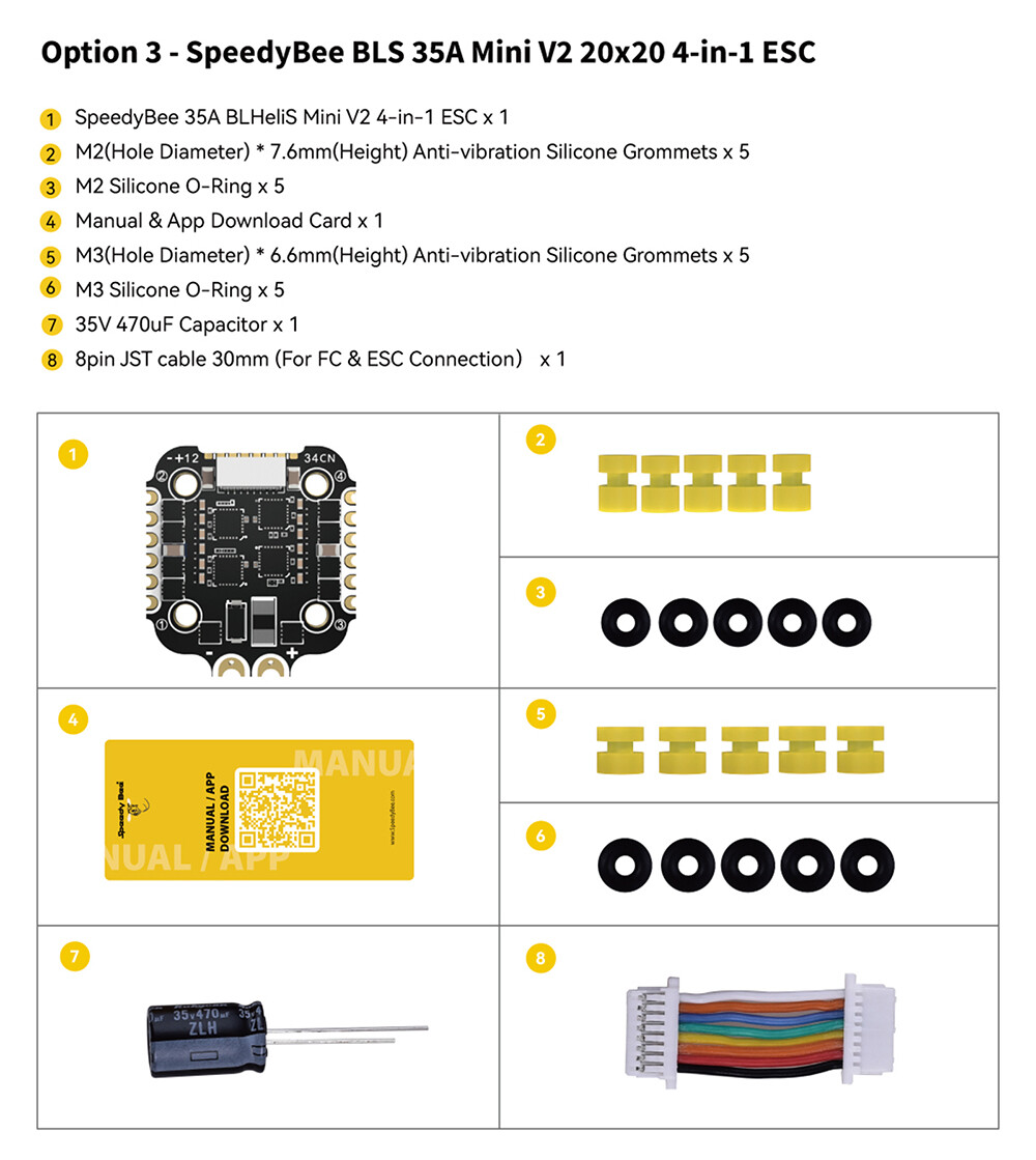 SpeedyBee F405 Flight Controller BLS 35A V2 3-6S ESC for RC FPV Racing Drone