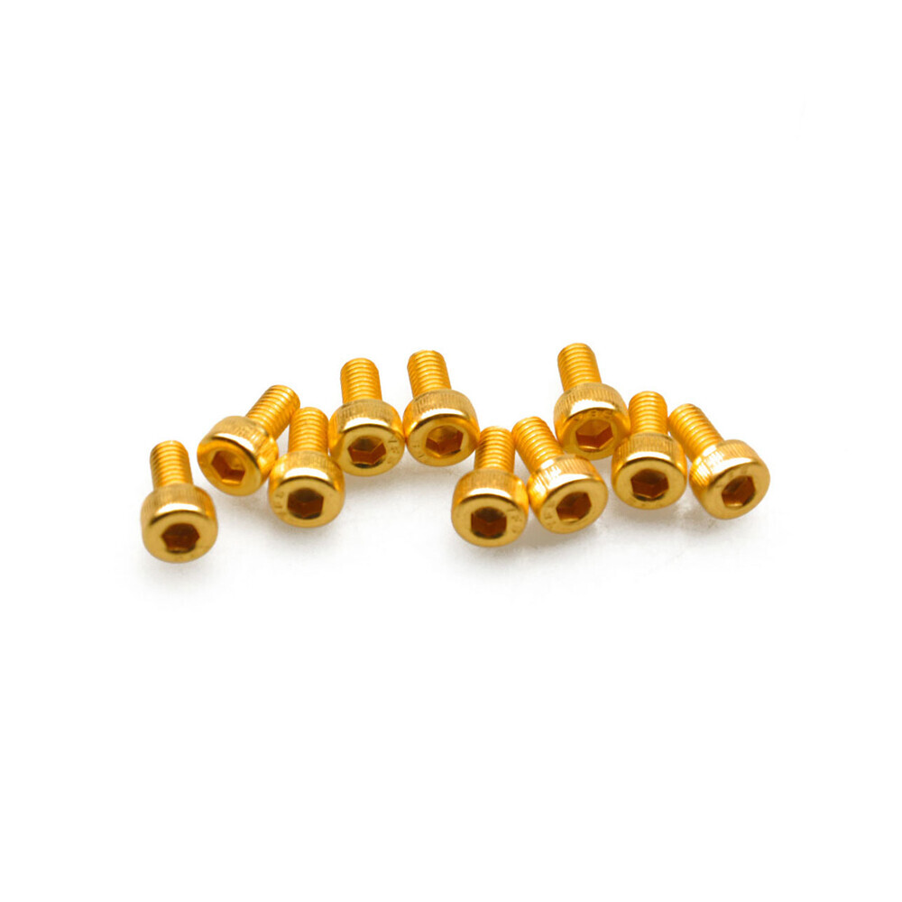 FLYXM 10/20X M3*6/8/10/12mm Gilded Hexagon Socket Cap Head Hex Screw Bolts New
