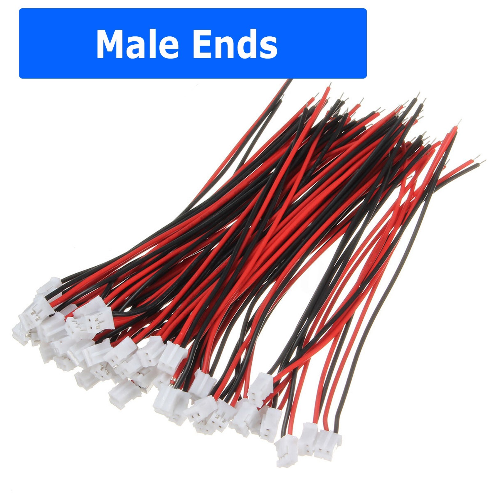 50 SETS Mini Micro JST 2.0 PH 2-Pin Connector plug with Wires Cables 120MM