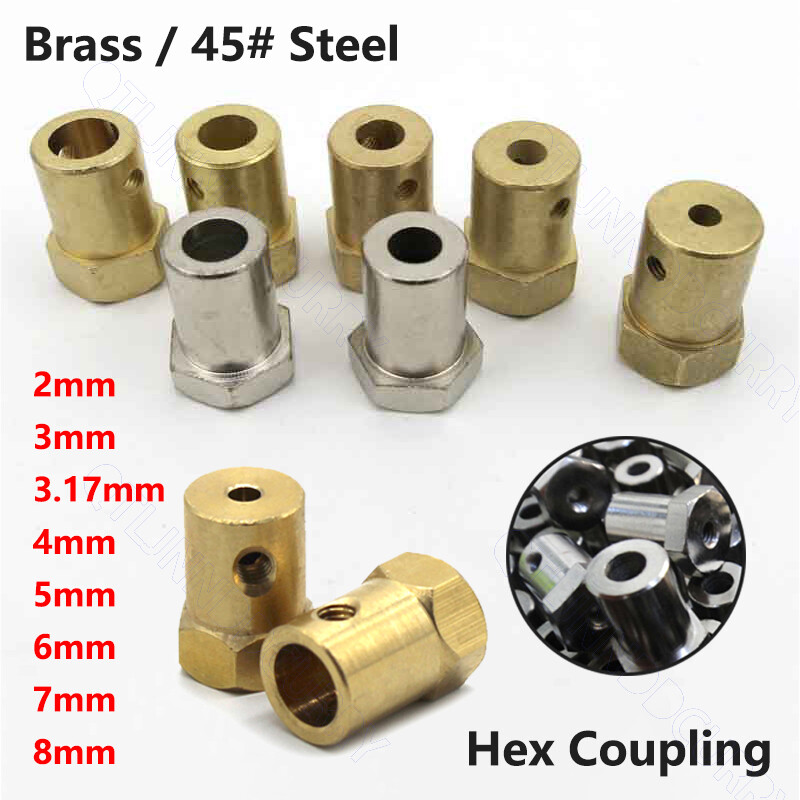 2mm-8mm 45# Steel/Brass Hex Motor Shaft Coupling Joint Coupler For RC Model DIY