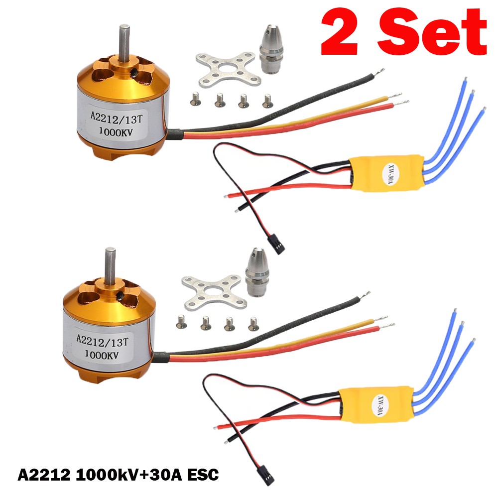 2Sets A2212 1000KV Brushless Motor 30A ESC Combo for RC Fixed Wing /Drone NEW