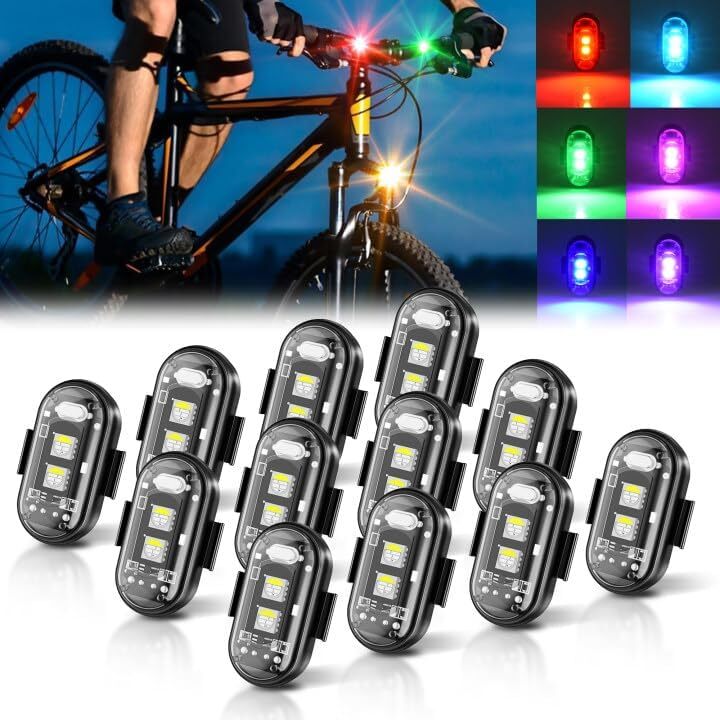 12Pods Wireless RGB Strobe Lights USB Rechargeable Remote Bike/ATV Motor Lights