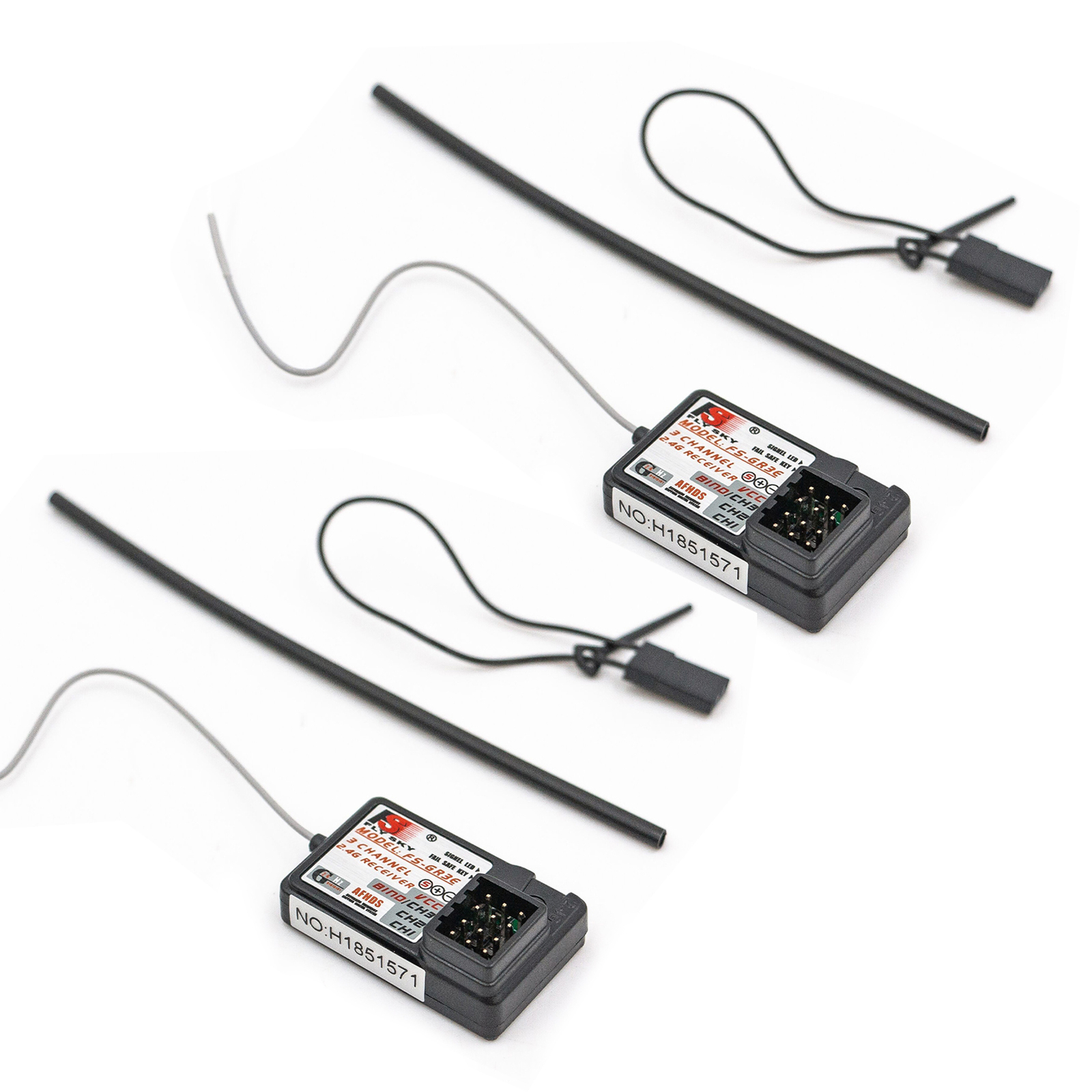 2Pcs Flysky FS-GR3E AFHDS 2.4G 3CH Receiver for FS-GT2 FS-GT2B FS-GT3B A1V7