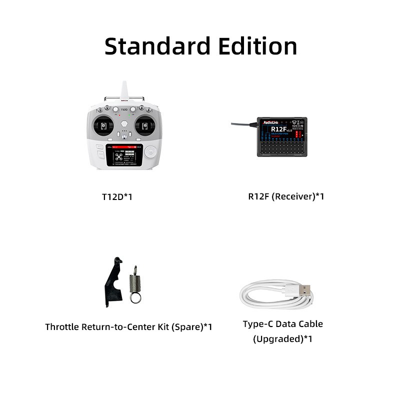 RadioLink T12D 12 Fully-proportional Channels Transmitter with R12F receive