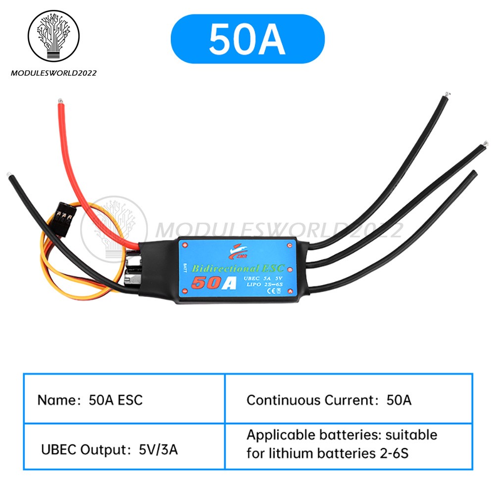 20A/30A/40A/50A Bidirectional Brushless ESC for Remote Control Ship Pneumatic