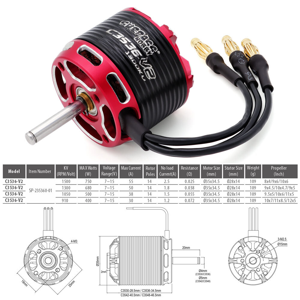 SURPASS HOBBY 900-1700KV Brushless Motor 40-60A ESC for RC Fixed Wing Air Plane