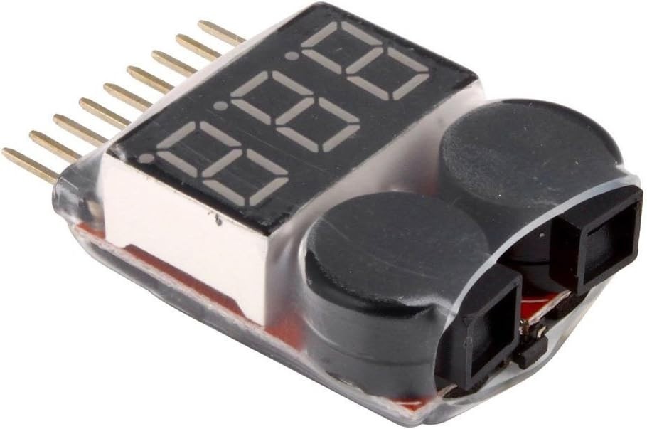 Low Voltage Alarm Lithium Battery Tester for 1-8S Lipo/Li-ion with LED Display
