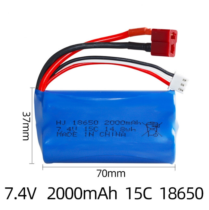 7.4V 2000mAh Li-ion Battery for RC Car Boat Plane SM/T/JST/EL/5500/Mini Tamiya