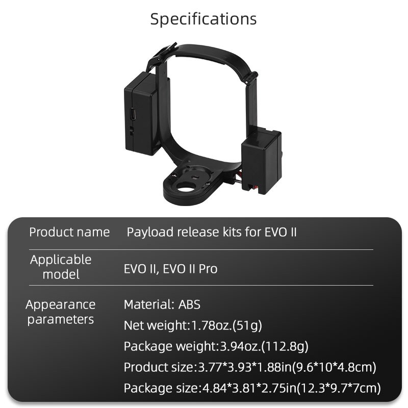 Payload Delivery Thrower Air Dropper Device Mount System For EVO II/EVO II Pro