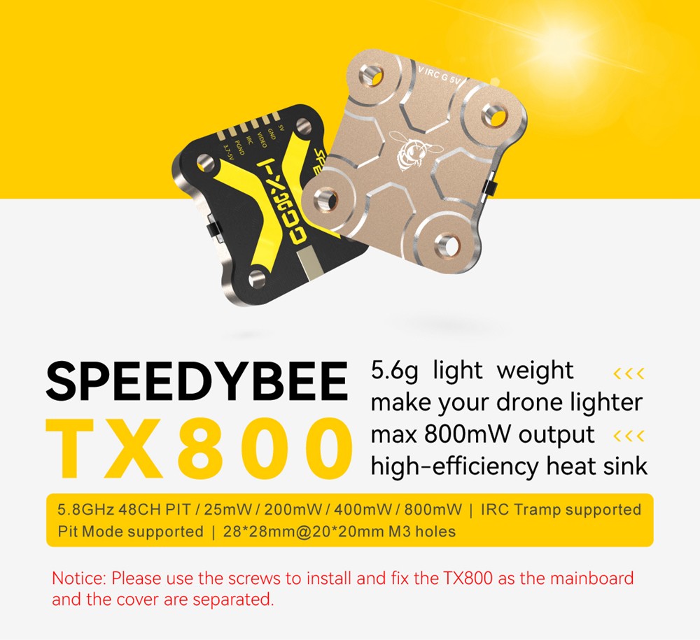 SpeedyBee TX800 Video Transmitter FPV VTX 48CH 5.8G Antenna For RC FPV Drone