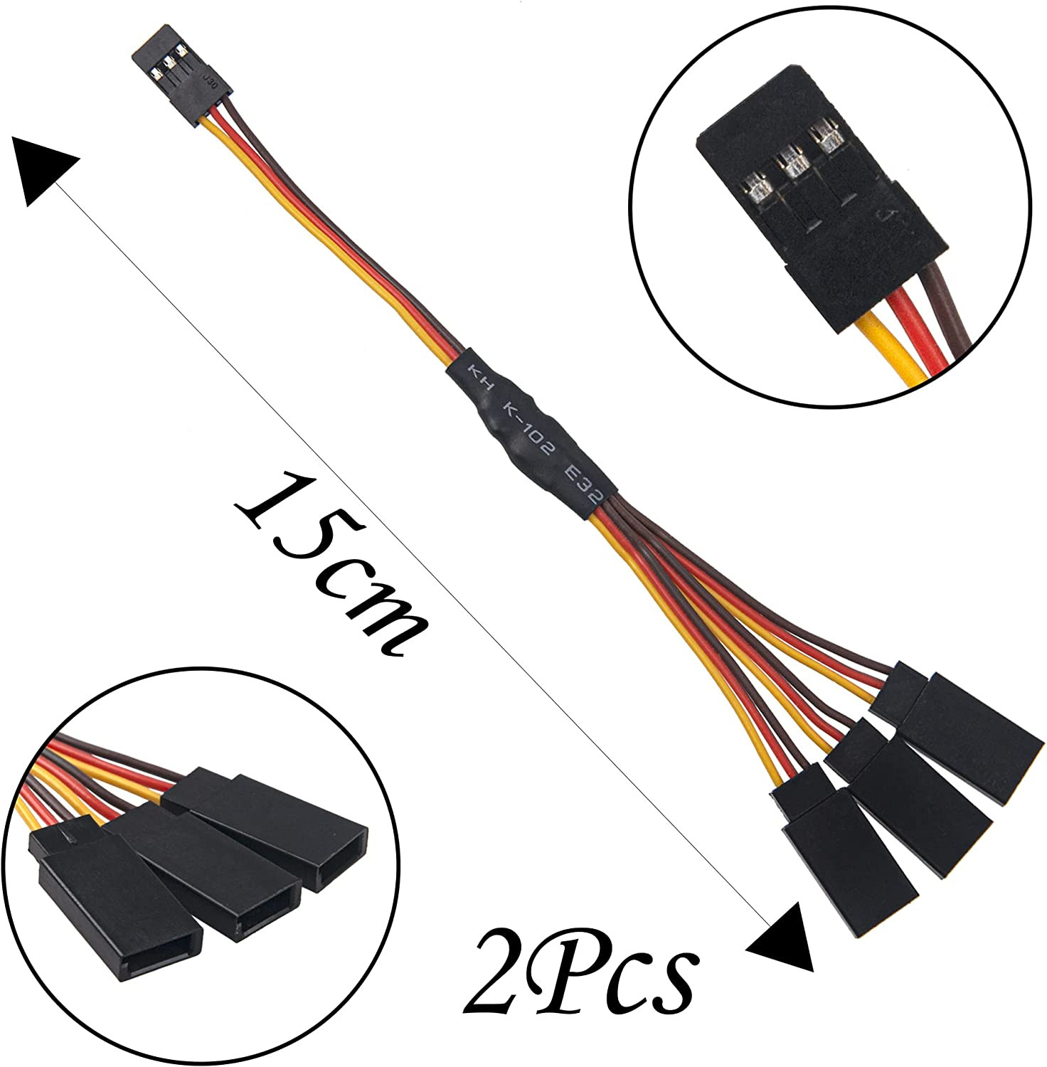 18Pcs 3-Pin JR Servo Extension Cable,1 JR Male to 2/3 Female JR Y Harness Servo