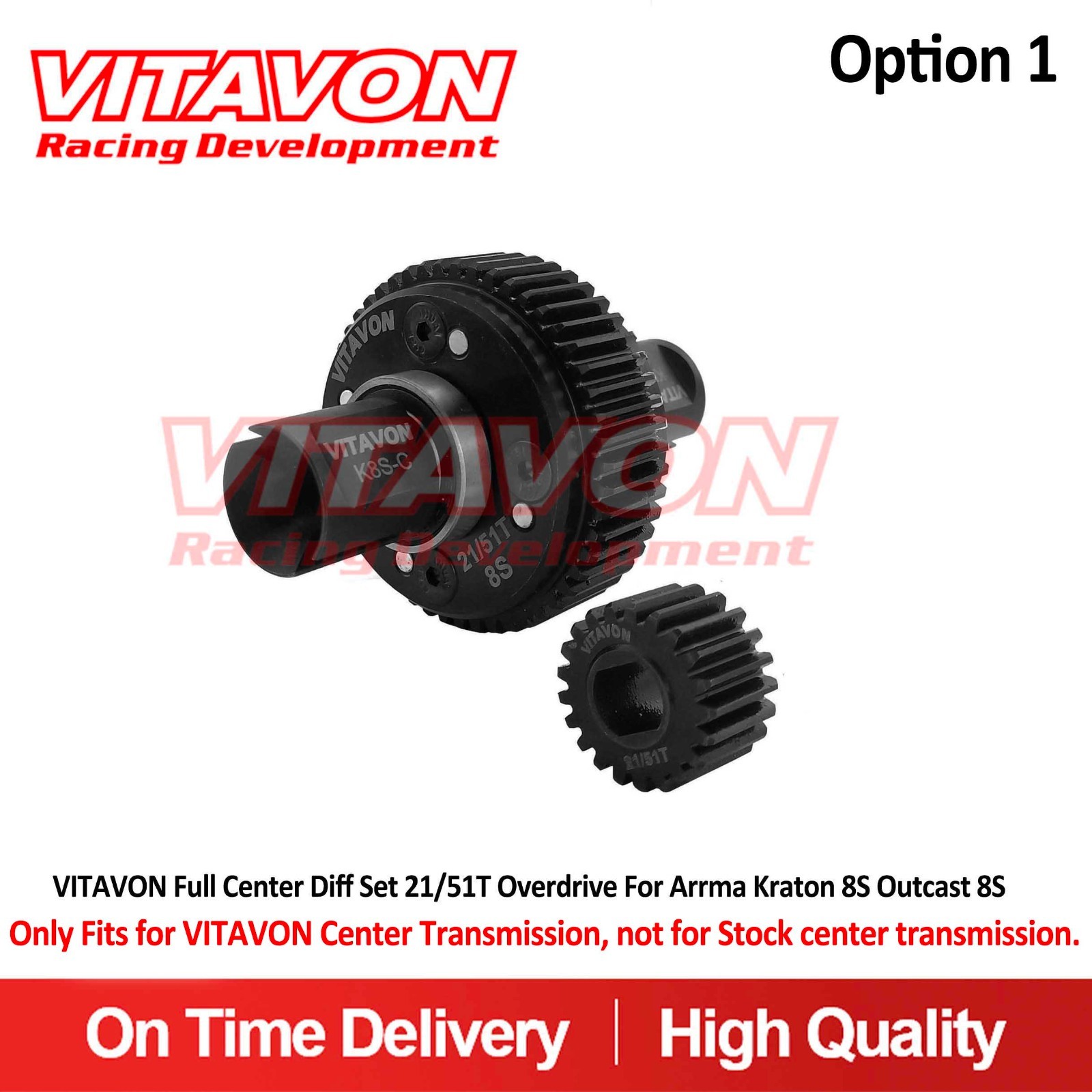 Vitavon Full Center Diff Set 21/51T Overdrive For Arrma Kraton 8S Outcast 8S