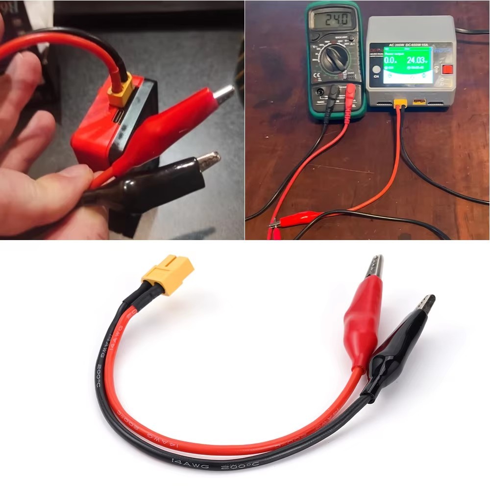 XT60 Female Plug to Alligator Clips Cable 14AWG 15cm 20cm 50cm for RC Battery