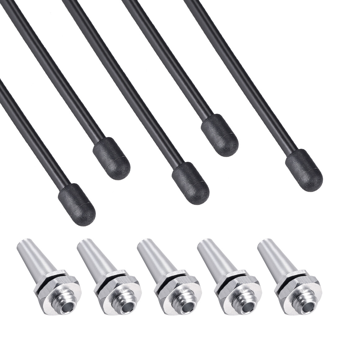 5pcs RC Antenna Tube Black with Silver Mount and Cap Tubes for RC Boat