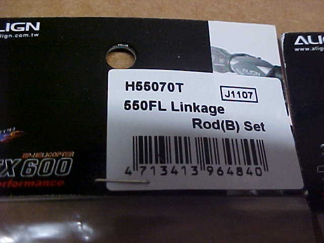 ALIGN H55070T (2 PKGS) = 550FL LINKAGE ROD (B) SET: TREX 550E (NEW)