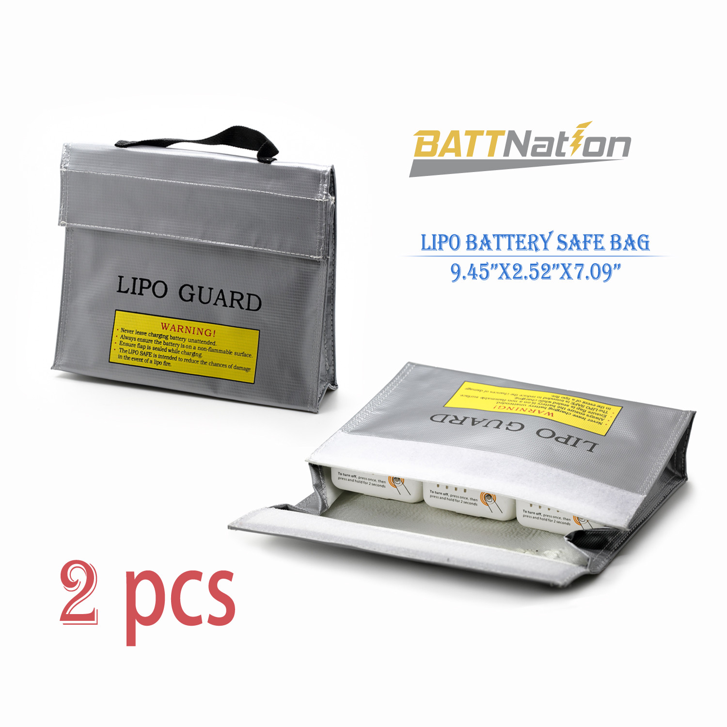 2X 3 in 1 Large LiPoSafe Battery Guard Charge Storage Protection Bag64x180x240mm
