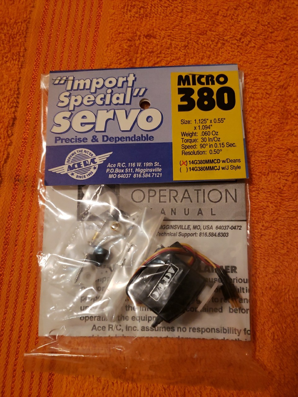 ACE Servos – Micro 380 Dean Connector 30 Oz-in Torque Servo – New – JT25