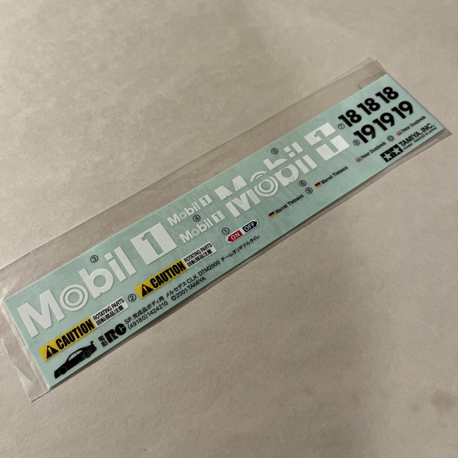 Vintage Tamiya CLK DTM2000 Touring Car 1/10 Decal Sheet