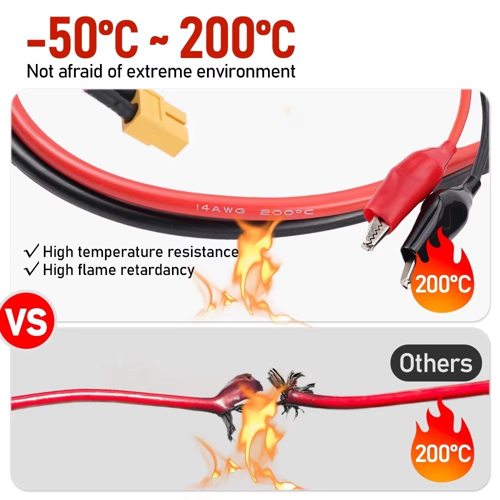 XT60 Female Plug to Alligator Clips Cable 14AWG 15cm 20cm 50cm for RC Battery