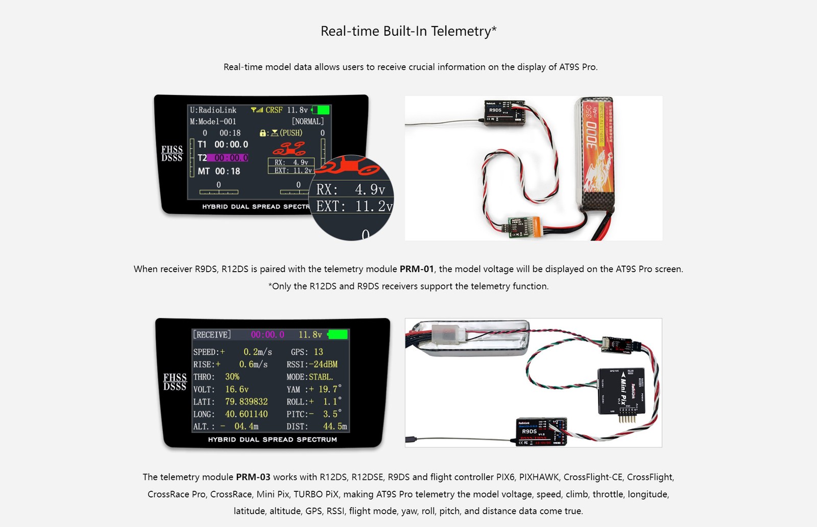 RadioLink AT9S Pro 12 Fully-proportional Channels Transmitter with receive