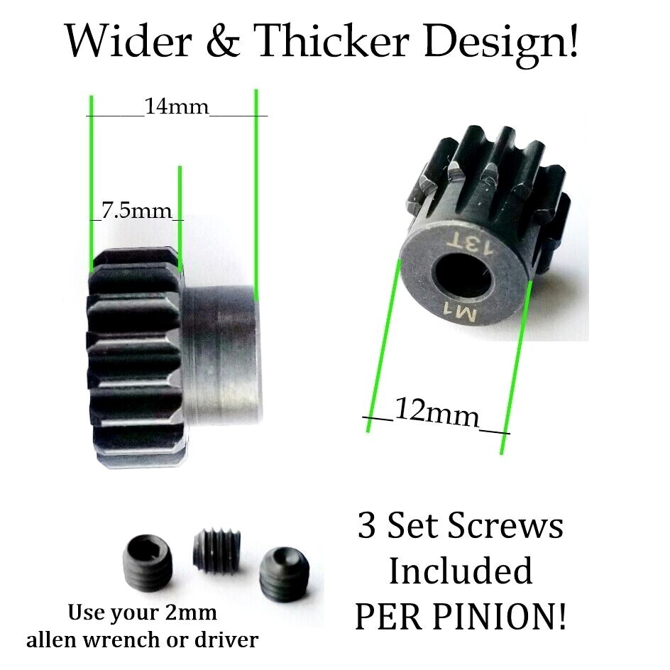 RCP-Pinion Gears 5mm Bore11-30 tooth Mod 1 Speed Runs or Bashing